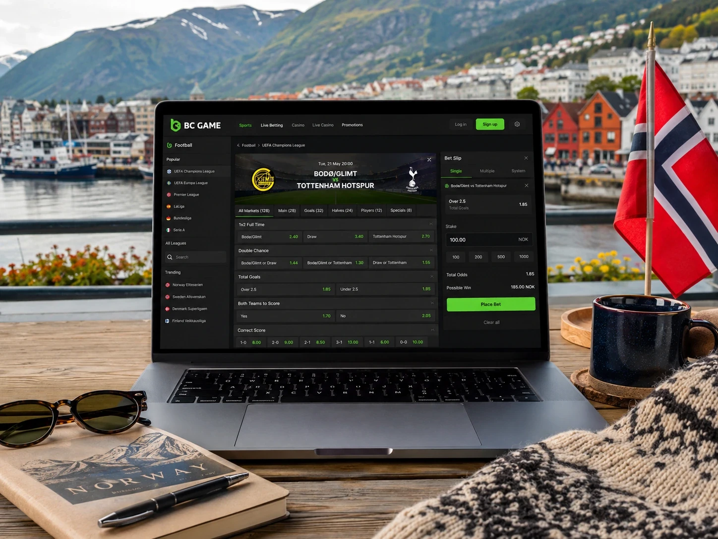 BC Game Norge-sportsbook med aktiv fotballkupong