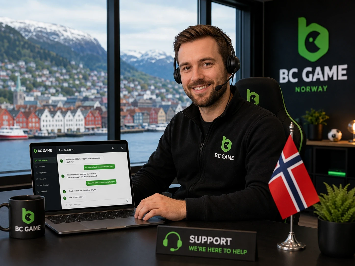Live kundestøtte hos BC Game Norge